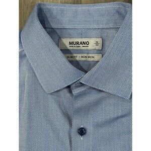 Murano Slim Fit Non Iron Blue Cotton Dress Shirt Size 16-34